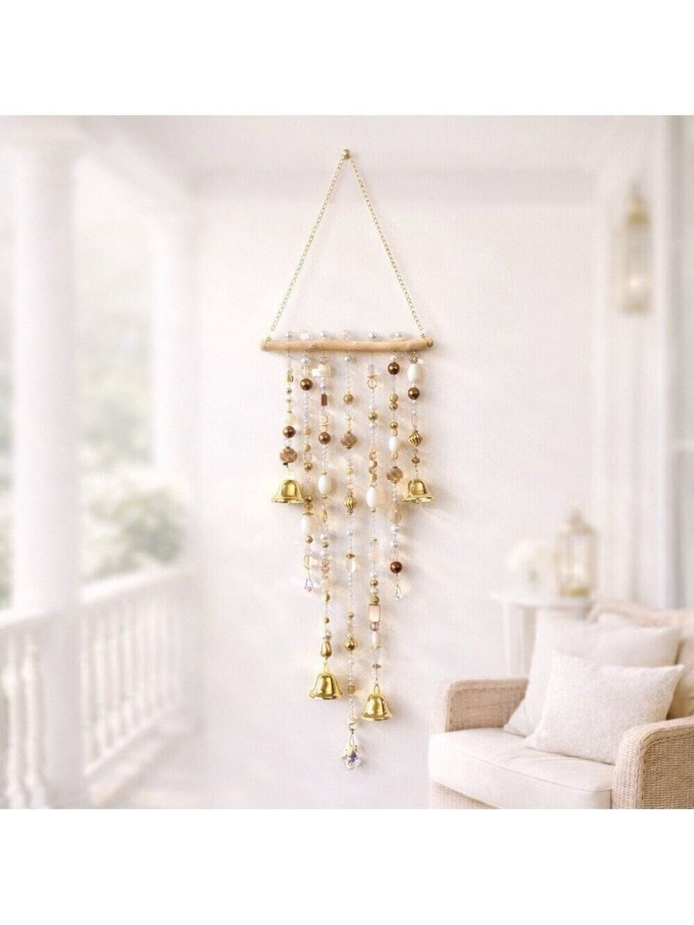 Hollywood Glam Wind Chime Suncatcher Driftwood 19 Crystals